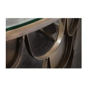 Table basse METRIX ronde 60 cm bronze avec structure effet écaille – Table basse design en métal et verre trempé