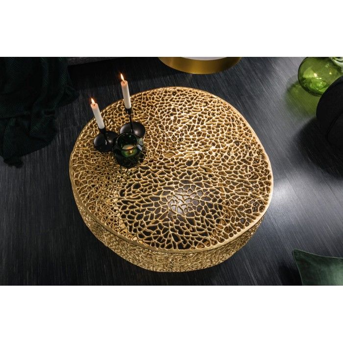 Beistelltisch METRIX rund golden 80 cm – Design-Beistelltisch aus durchbrochenem Aluminium