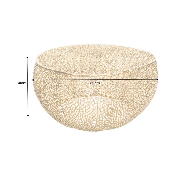 Beistelltisch METRIX rund golden 80 cm – Design-Beistelltisch aus durchbrochenem Aluminium