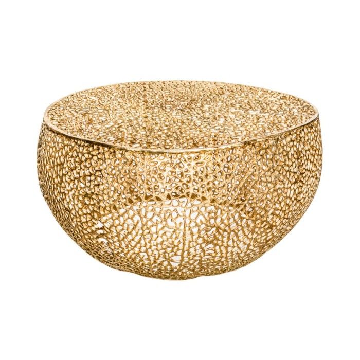 Beistelltisch METRIX rund golden 80 cm – Design-Beistelltisch aus durchbrochenem Aluminium