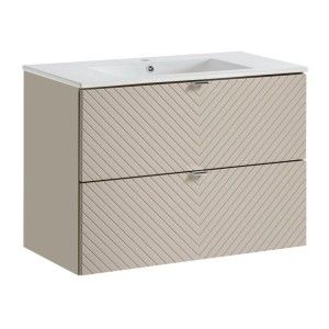 Ensemble meuble sous vasque 80cm et vasque encastrée AOKI beige