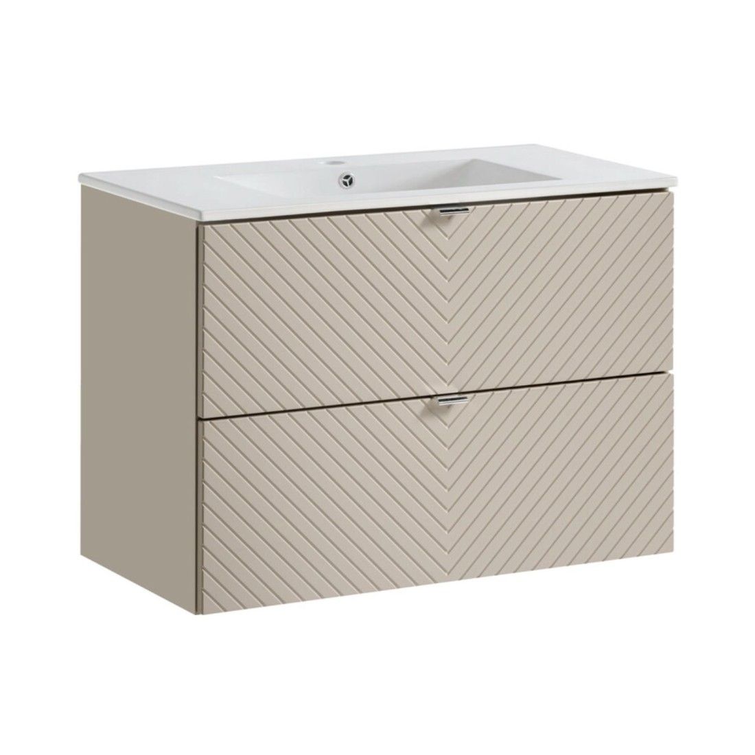 Ensemble meuble sous vasque 80cm et vasque encastrée AOKI beige