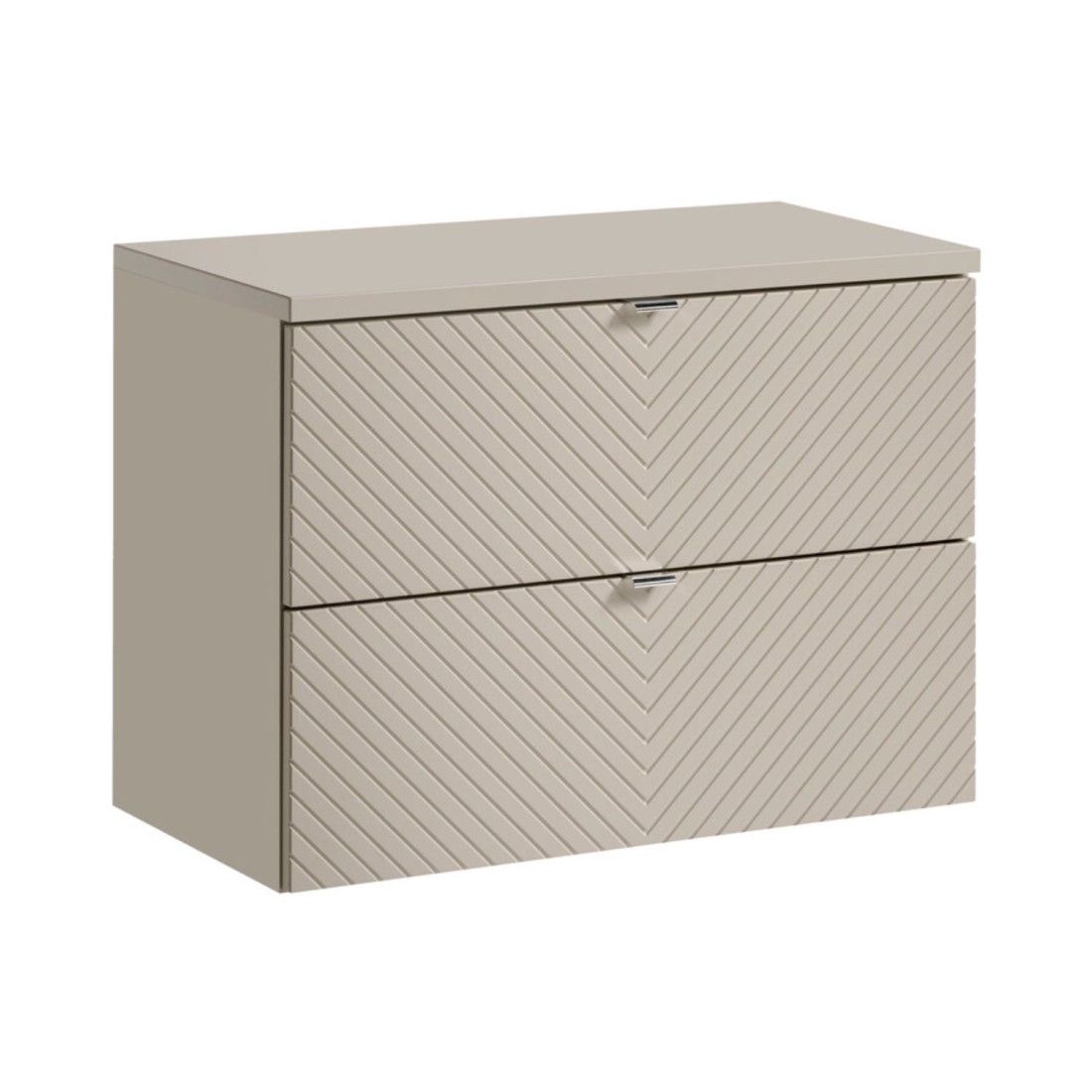 Badezimmer-Set AOKI: Waschtischunterschrank mit Schubladen 80 cm + Waschtischplatte beige