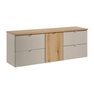 Ensemble meubles sous vasque AOKI beige et bois clair