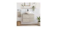 Set per il bagno AOKI: mobiletto sottolavabo con cassetti 60cm + piano lavabo beige