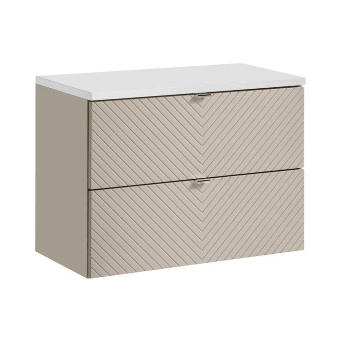 Badezimmer-Set AOKI: Unterschrank mit Schubladen 80cm + weißes Waschbecken