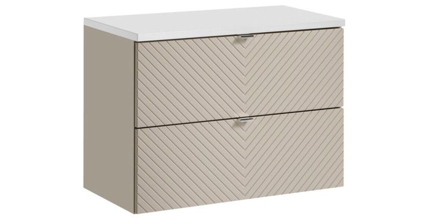 Ensemble meuble sous vasque cachemire et plan pour vasque blanc collection AOKI