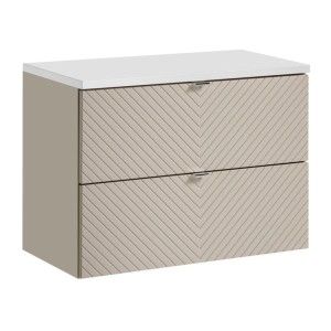 Ensemble meuble sous vasque cachemire et plan pour vasque blanc collection AOKI