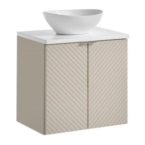 Ensemble meuble sous vasque cachemire, plan pour vasque blanc et vasque à poser AOKI