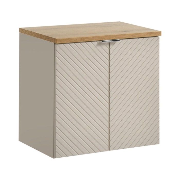 Badezimmer-Set AOKI: Waschbeckenunterschrank mit Schränken 60 cm + Eichenwaschtisch