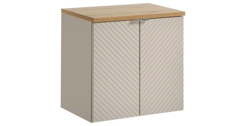 Ensemble meuble sous vasque cachemire à placards et plan pour vasque bois clair AOKI