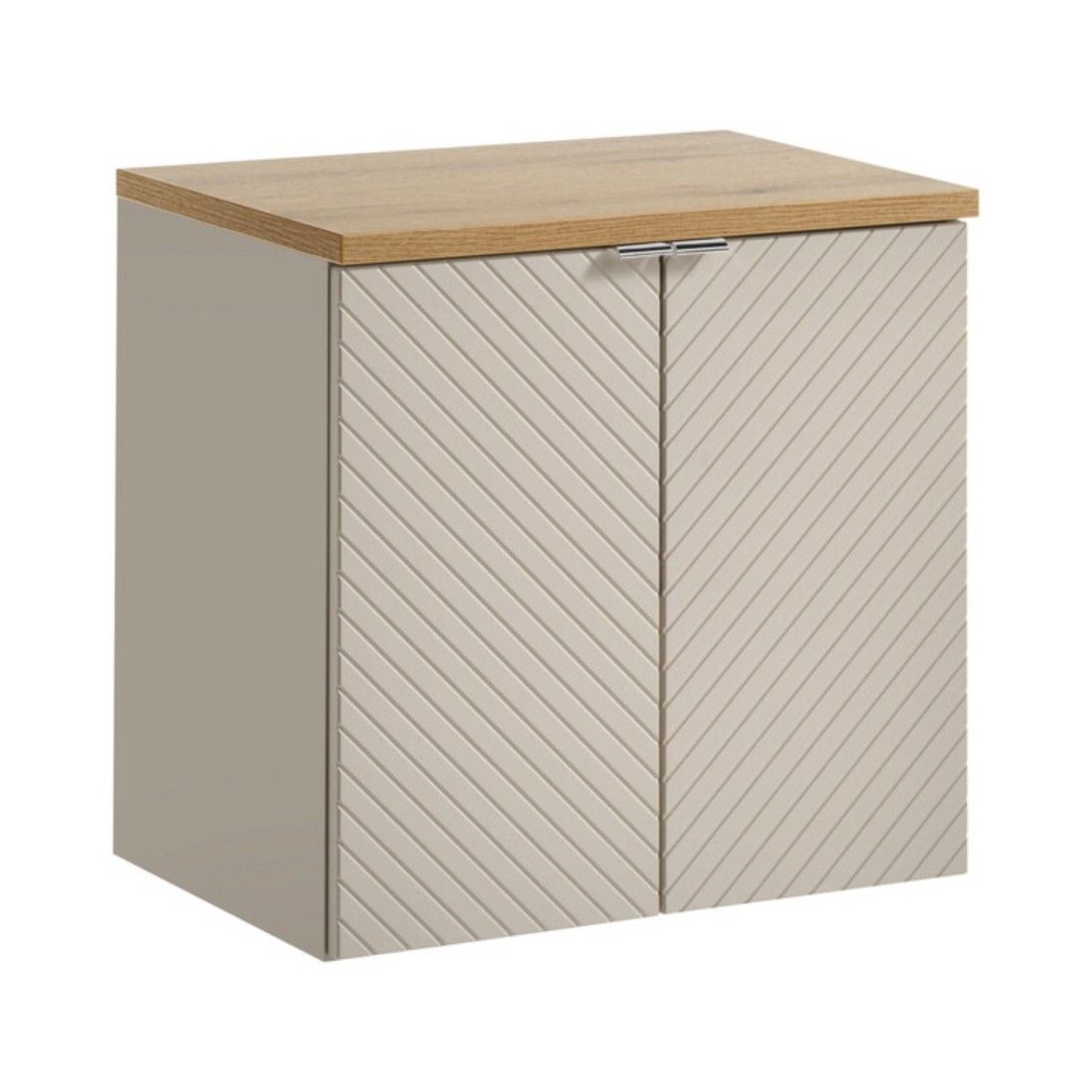 Ensemble meuble sous vasque cachemire à placards et plan pour vasque bois clair AOKI