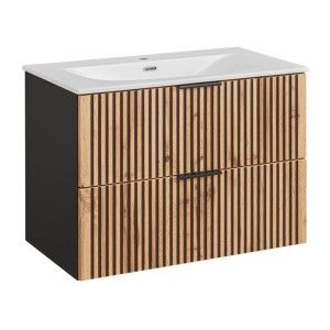 Meuble sous vasque et vasque encastrée blanche KINOKO