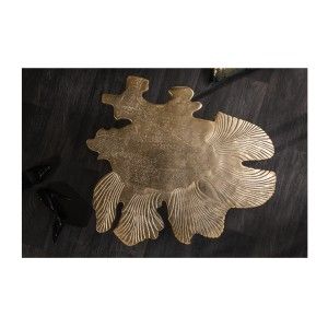 Table basse avec plateau en forme de feuille dorée METRIX vue de haut