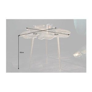 Dimensions de la table basse avec plateau en forme de feuille dorée METRIX