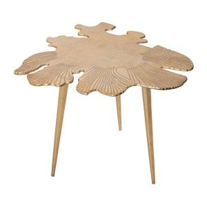 Table basse avec plateau en forme de feuille dorée METRIX