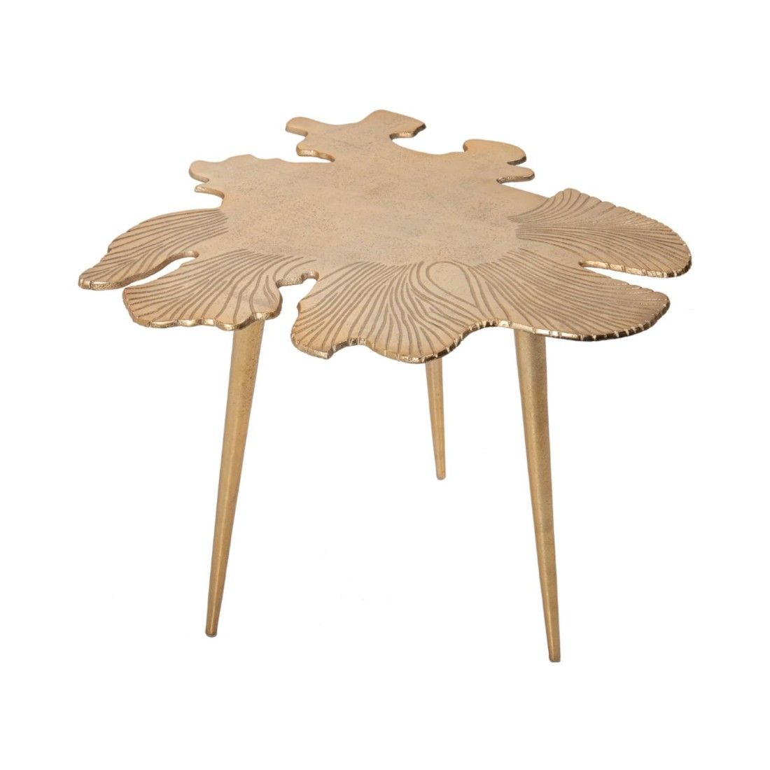 Table basse avec plateau en forme de feuille dorée METRIX