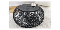 Table basse ronde avec niche centrale noire METRIX vue de haut