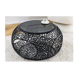 Table basse ronde avec niche centrale noire METRIX vue de haut