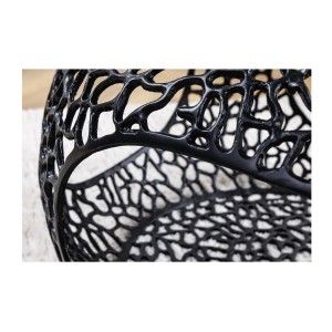 Zoom sur la niche centrale de la table basse ronde avec niche centrale noire METRIX