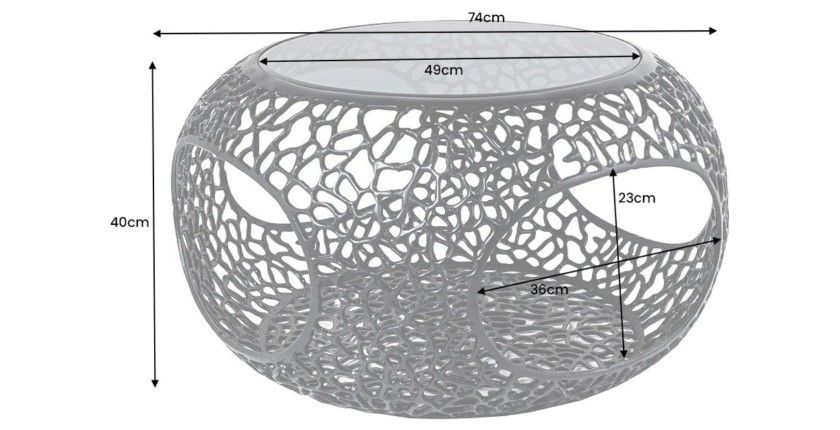 Dimensions de la table basse ronde avec niche centrale noire METRIX