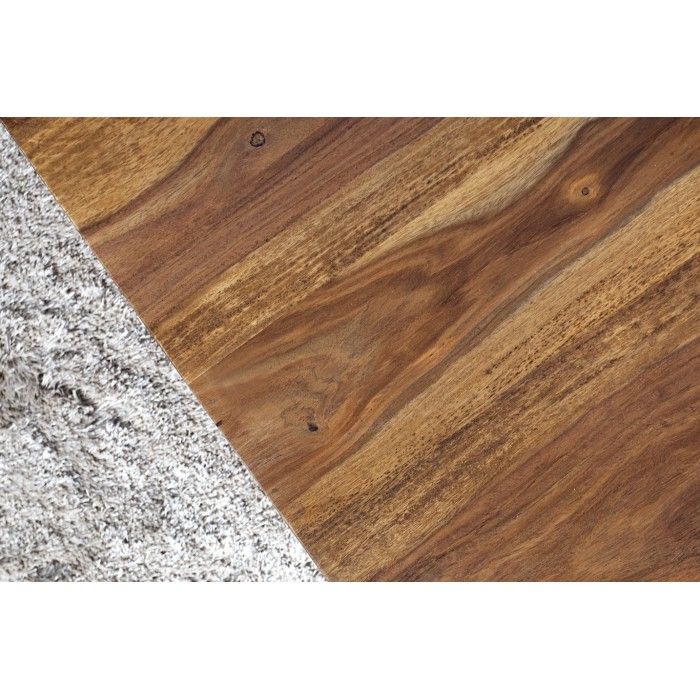 Mesa de centro NOMA 118 cm en madera de sheesham – Mesa de centro de diseño en madera maciza con nichos