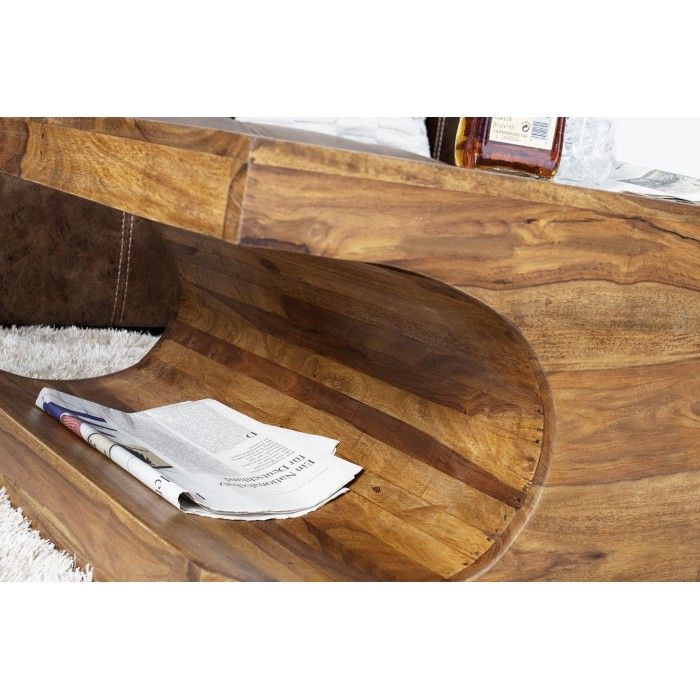 Mesa de centro NOMA 118 cm en madera de sheesham – Mesa de centro de diseño en madera maciza con nichos