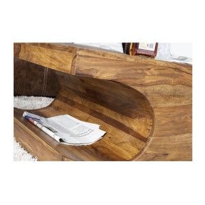 Zoom sur l'une des niches de la table basse rectangulaire en bois de Sheesham NOMA