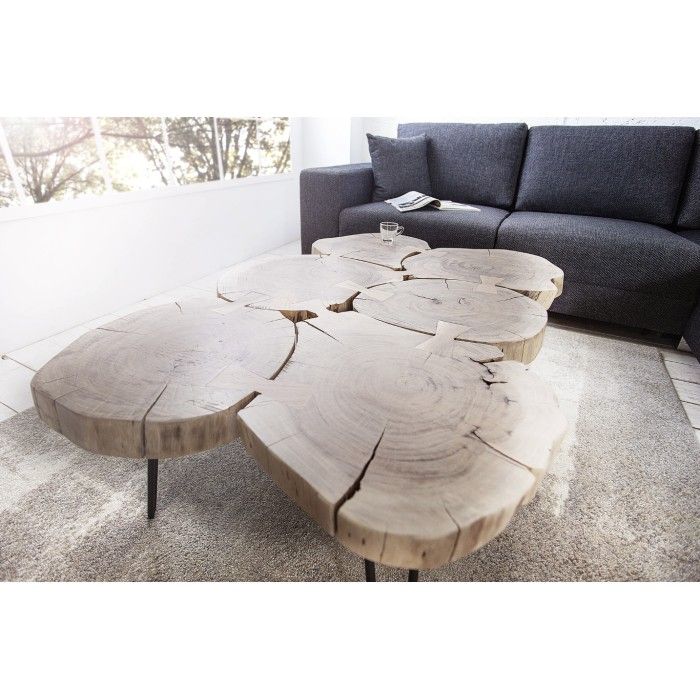 Rechteckiger Couchtisch NOMA 110 cm aus massivem Akazienholz – Design-Couchtisch mit Metallbeinen