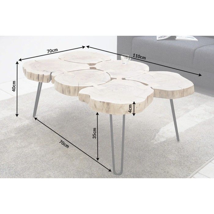 Rechteckiger Couchtisch NOMA 110 cm aus massivem Akazienholz – Design-Couchtisch mit Metallbeinen