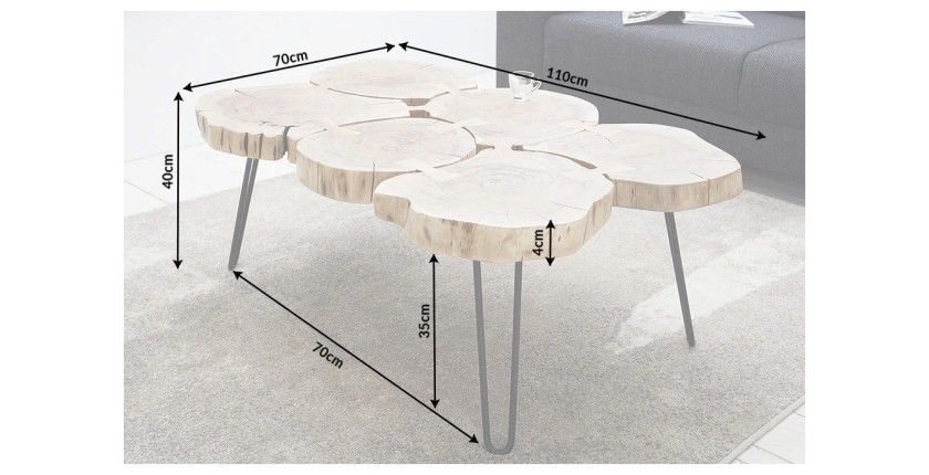 Dimensions de la table basse NOMA rectangulaire 110cm
