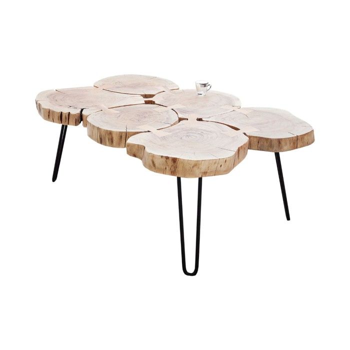 Rechteckiger Couchtisch NOMA 110 cm aus massivem Akazienholz – Design-Couchtisch mit Metallbeinen