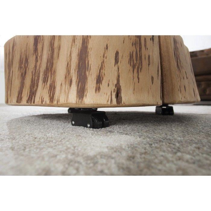 Tavolino basso NOMA rotondo 60 cm in legno massiccio di acacia - Tavolino basso design con piede metallico discreto