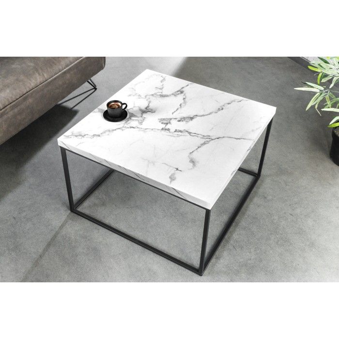 Table basse blanche carré ABITTA vue de haut