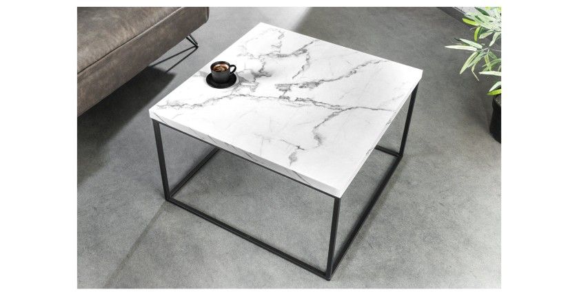 Table basse blanche carré ABITTA vue de haut