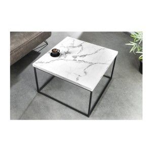 Table basse blanche carré ABITTA vue de haut