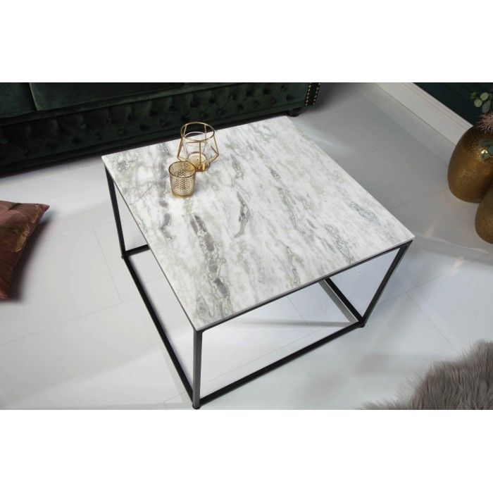 Table basse carré gris clair ABITTA vue de haut