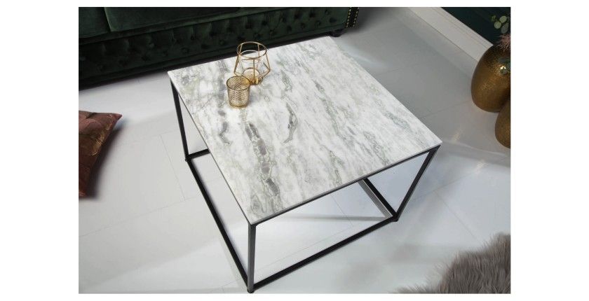 Table basse carré gris clair ABITTA vue de haut