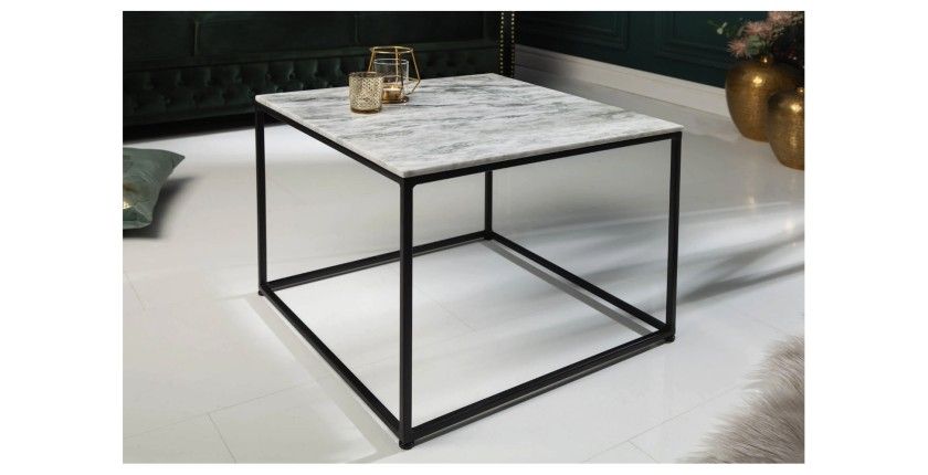 Table basse carré gris clair ABITTA mise en situation