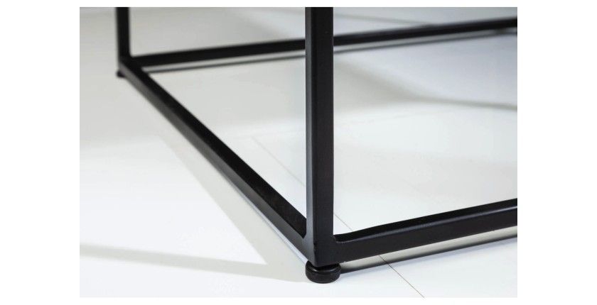 Zoom sur les pieds de la table basse carré grise ABITTA