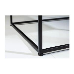 Zoom sur les pieds de la table basse carré grise ABITTA