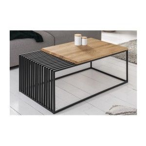Table basse rectangulaire en bois et en métal 100cm vue de côté