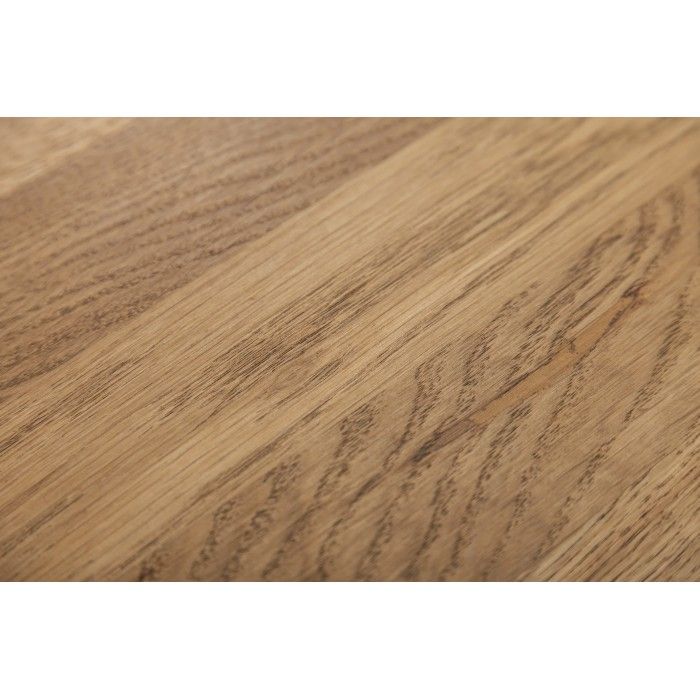 Zoom sur le partie du plateau en bois de la table basse rectangulaire en bois et en métal 100cm