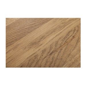 Zoom sur le partie du plateau en bois de la table basse rectangulaire en bois et en métal 100cm