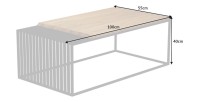 Dimensions de la table basse rectangulaire en bois et en métal 100cm