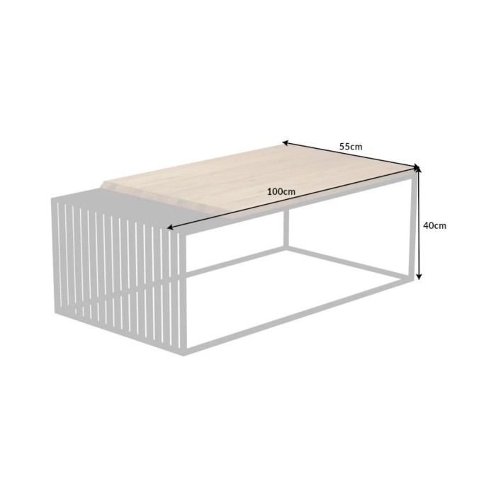 Dimensions de la table basse rectangulaire en bois et en métal 100cm