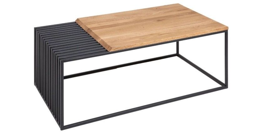 Table basse rectangulaire en bois et en métal 100cm