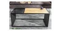 Table basse rectangulaire bois et verre trempé ABITTA vue de face
