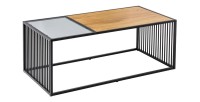 Table basse rectangulaire bois et verre trempé ABITTA