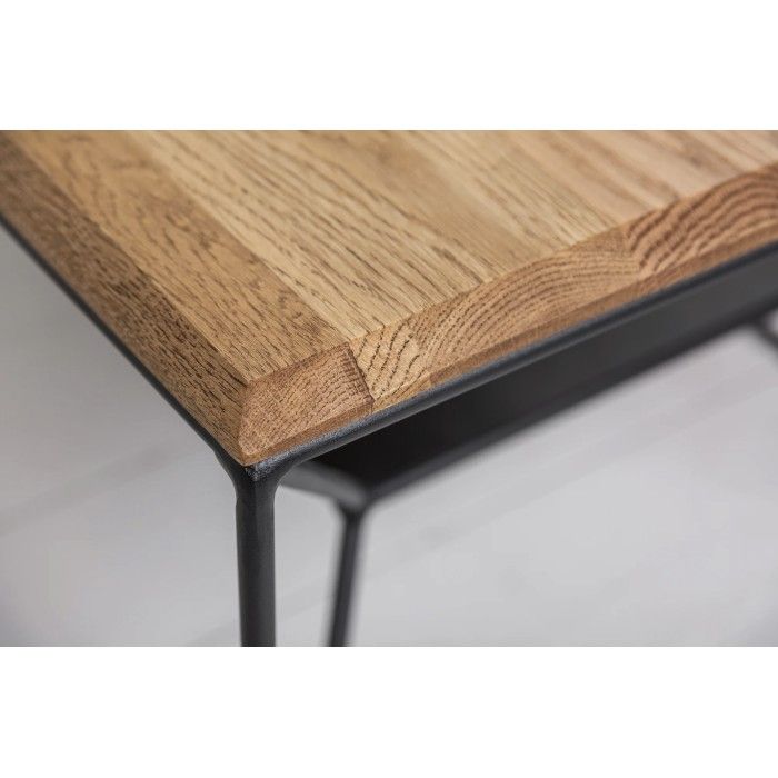 Tavolino basso ABITTA rettangolare 110 cm in rovere chiaro – Moderno con ripiano in metallo